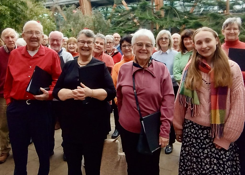 Adelaide pictured with members of Singing In... Grenoside prior to their performance in the Millennium Gallery, Sheffield.